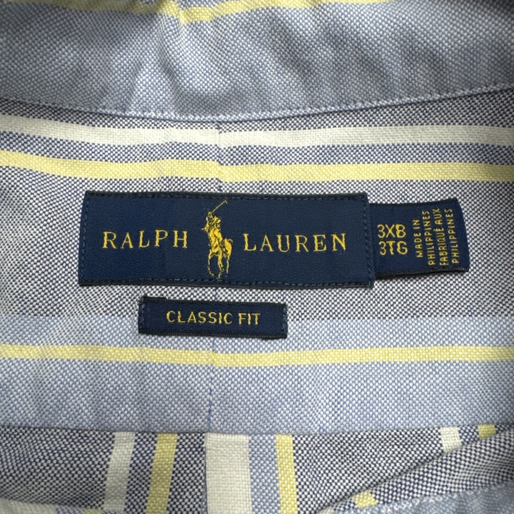 Ralph Lauren Classic Fit Blue Stripe Cotton Oxford Pony Button Shirt Sz 3XB Big - Picture 3 of 9